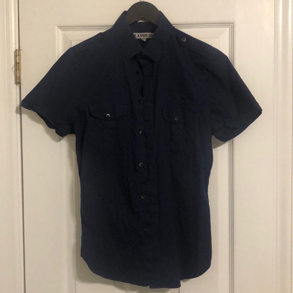 Express Men’s military short sleeve button down